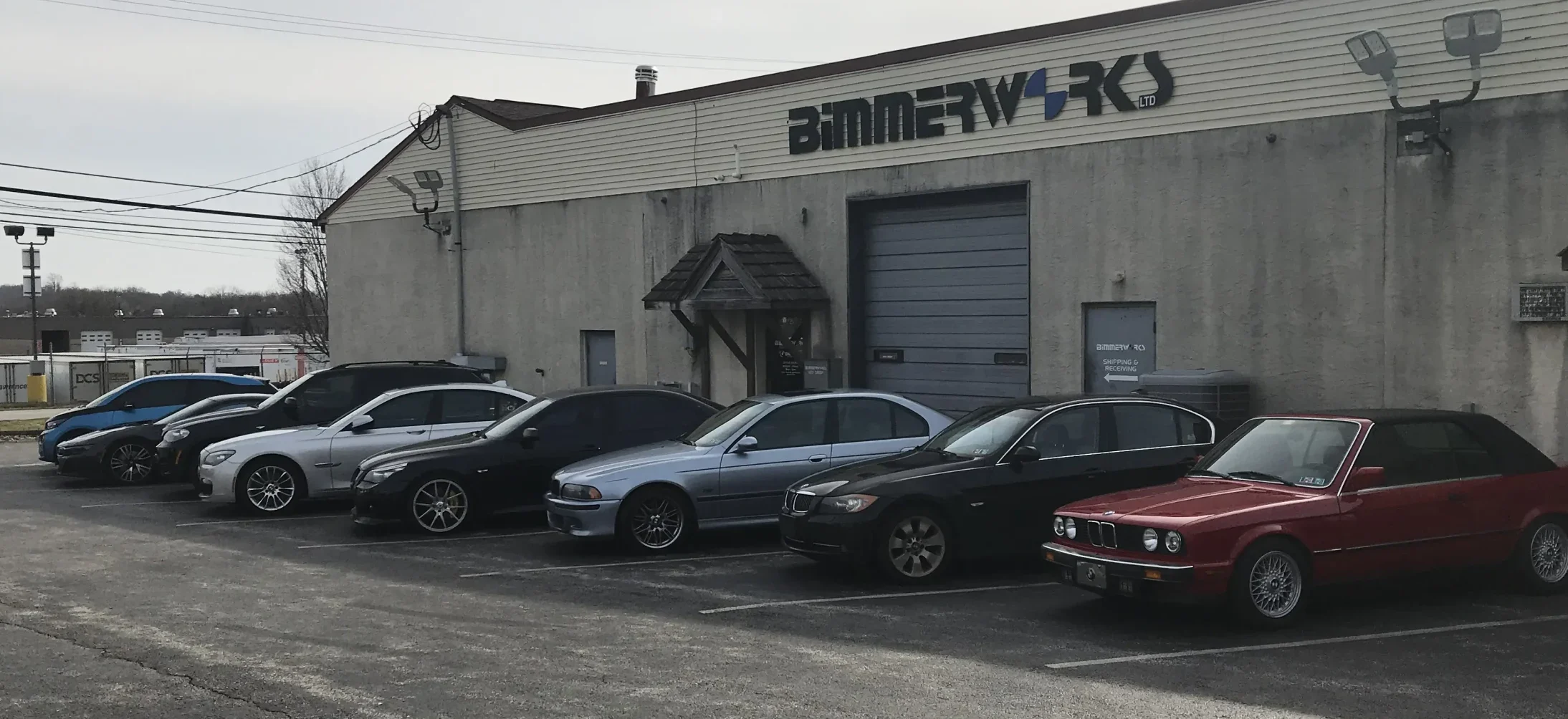 BMWs in front of Bimmerworks